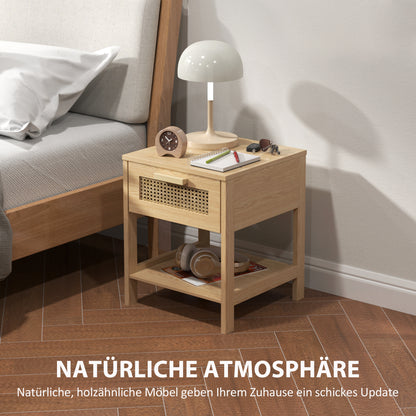 HOMCOM Nachttisch, Nachtschrank, Beistelltisch mit Schublade, MDF 40 x 40 x 48,4 cm