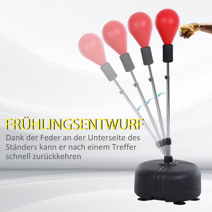 HOMCOM Punchingball-Set, Box-Trainingsset, 136-154 cm höhenverstellbar, mit 1 Paar Handschuhe, Geeignet für Profis und Anfänger