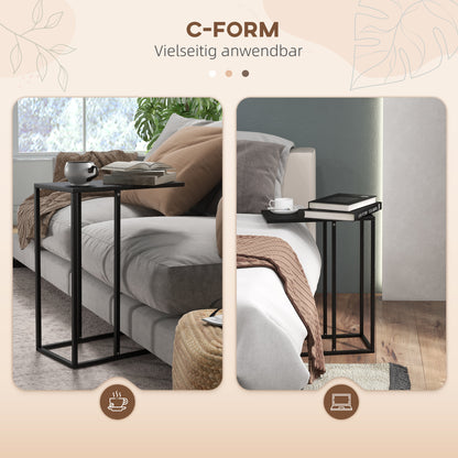 HOMCOM Beistelltisch Laptoptisch, Sofatisch in C-Form, mit Stahlgestell, Schwarz