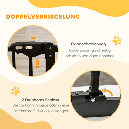 PawHut Türschutzgitter für Hunde, Absperrgitter, Schutzgitter für Haustiere, Metall, Kunststoff, 74-80 cm, Schwarz