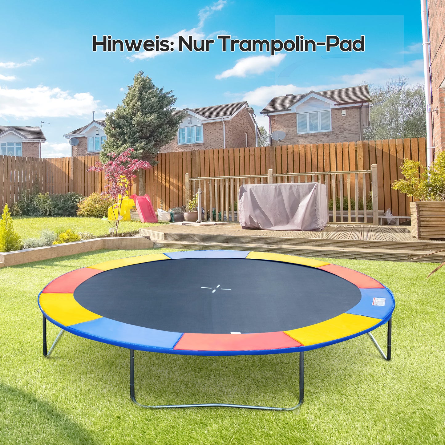 HOMCOM Trampolin Randabdeckung Sicherheitsnetz Wetterplane Leiter Randabdeckung: Ø 244cm Bunt