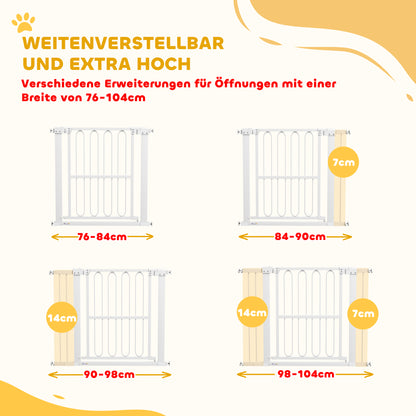 PawHut Türschutzgitter Hund, 76-104 cm Absperrgitter ohne Bohren, Treppengitter