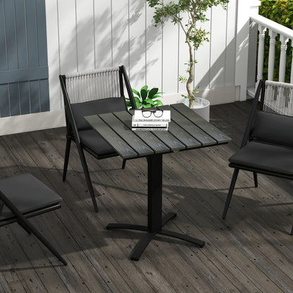 Outsunny Terrassentisch, für 4 Personen, Holzoptik, Aluminiumrahmen, 70 x 70 x 76 cm, Grau