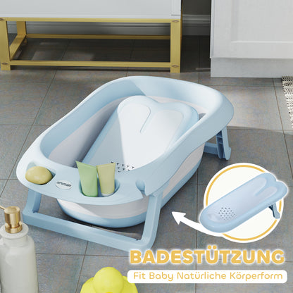 AIYAPLAY Babybadewanne, faltbar, rutschfester Boden, sichere Materialien, 83L x 48B x 23,5H cm, Hellblau