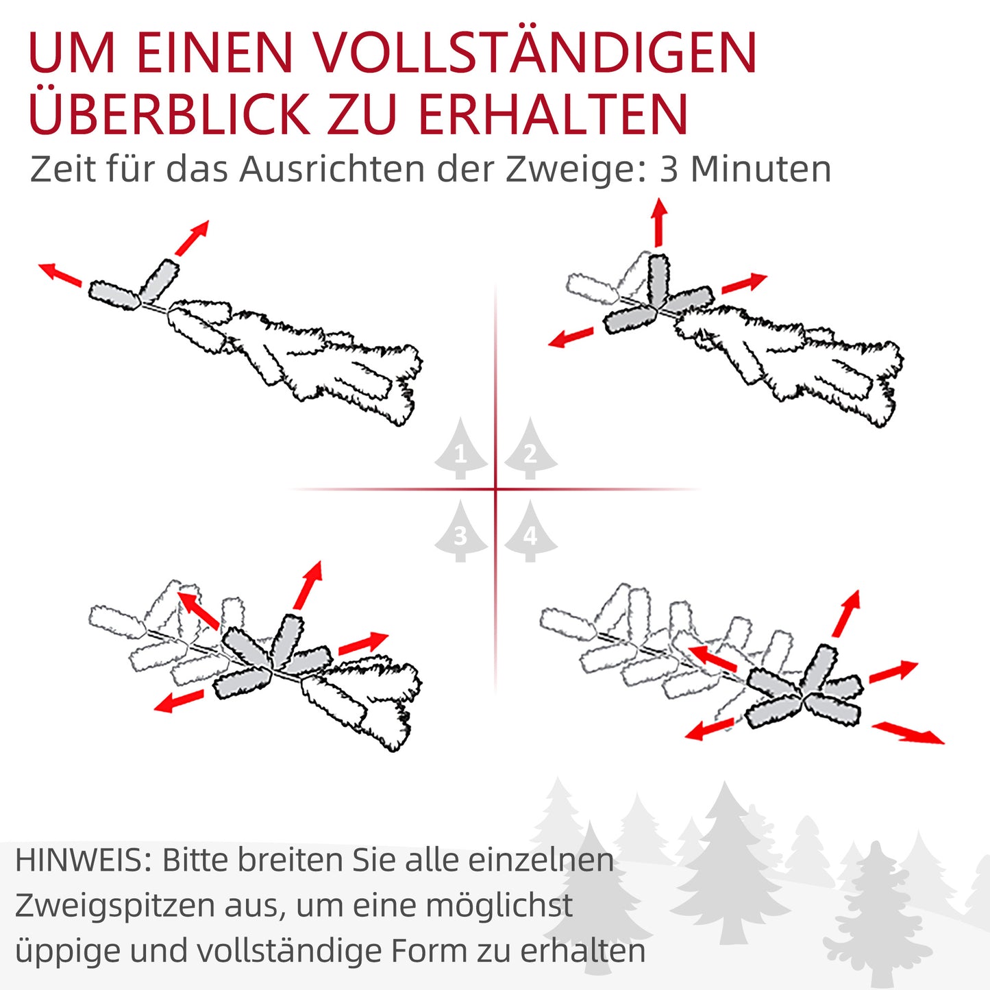 HOMCOM Weihnachtsbaum mit LED-Beleuchtung, 2er-Set, 107 cm, Tannenzapfen, rote Beeren, feuersicher, Grün/Weiß