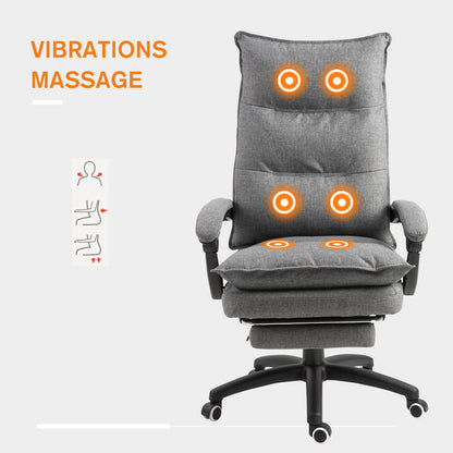 Vinsetto Massage-Bürostuhl, Schreibtischsessel mit Massagefunktion, höhenverstellbarer, ergonomischer Drehstuhl, Nylon, Grau