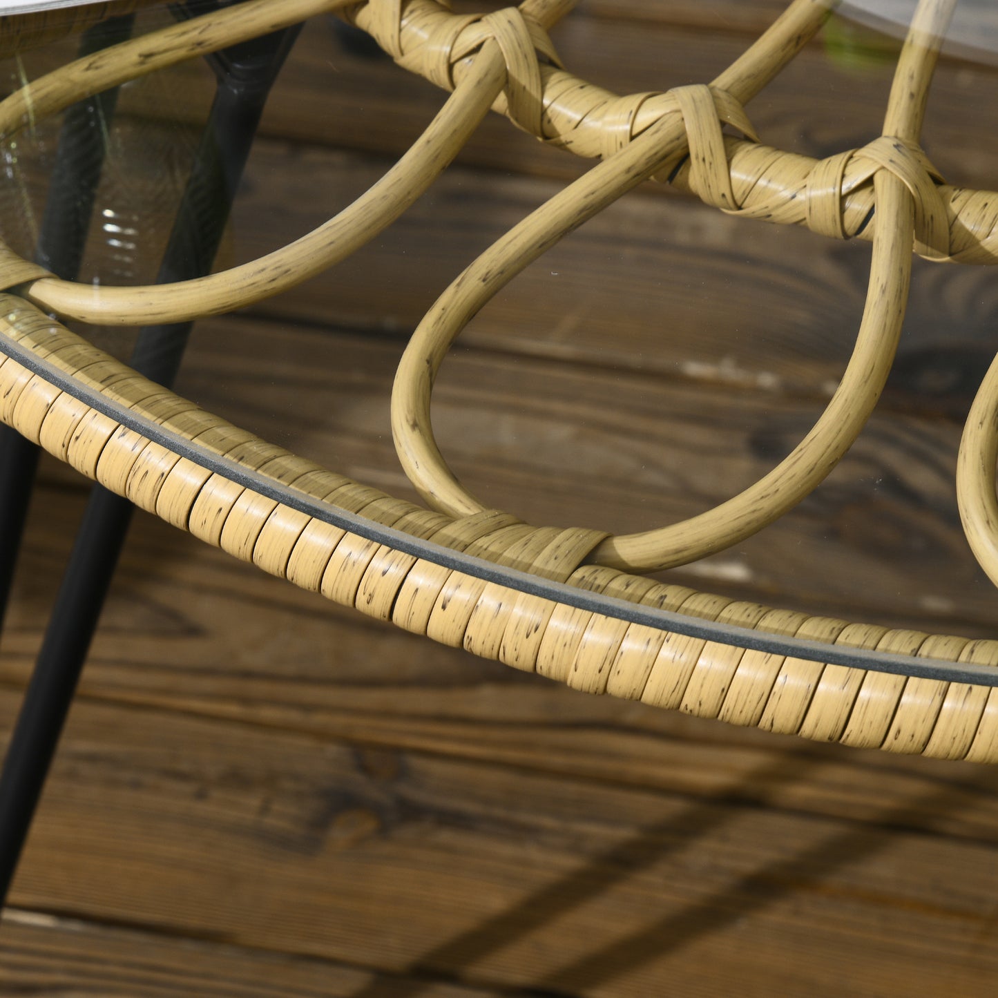 Outsunny 5-teilige Gartensitzgruppe، Boho-Stil، 1 Esstisch &amp; 4 Stühle، Auflagen، Polyrattan، بيج / طبيعي