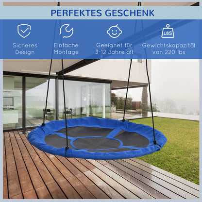 Outsunny Nestschaukel، wetterfest، bis 100 كجم، längenverstellbare Seile، Φ110 سم، Blau