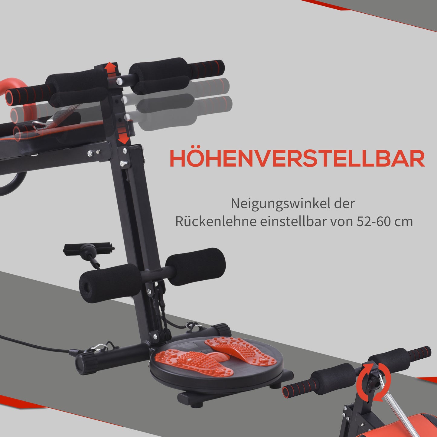 HOMCOM Sit Up Bank klappbar multifunktion Hantelbank mit Widerstand, Trainingsbank für Ganzkörpertraining Flachbank Schrägbank Bauchtrainer für Zuhause Fitnessstudio Fitnessbank bis zu 120 kg