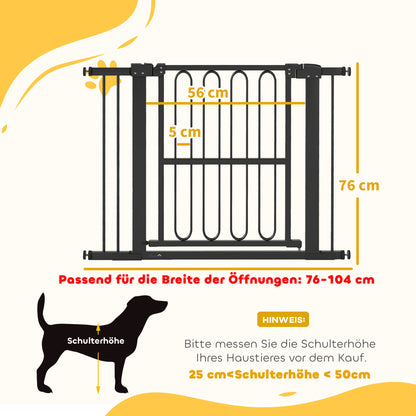 PawHut Türschutzgitter Hund, 76-104 cm Absperrgitter ohne Bohren, Treppengitter