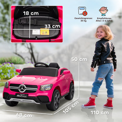 AIYAPLAY Elektroauto für Kinder, 12V Kinderauto mit Fernbedienung, LED-Lichter, Musik, 3 Geschwindigkeiten, 3-6 Jahre, Rosa