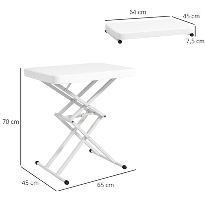 Outsunny Gartentisch, Tragbarer Tisch für den Außenbereich aus Kunststoff und Metall, Bistrotisch, für Terrasse, Garten, Weiß