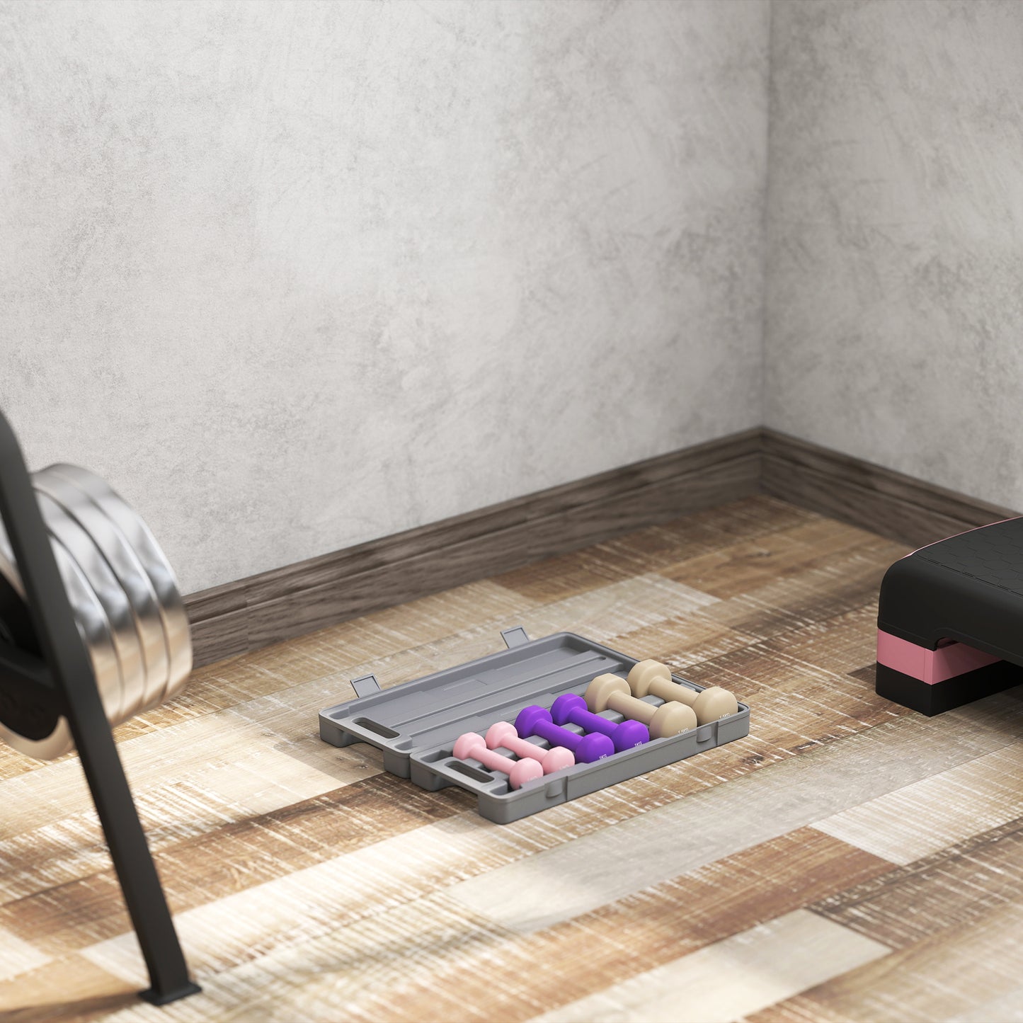 HOMCOM Hantelset 6er Set Hanteln mit Koffer, Gewichten, 0,5kg, 1kg, 1,5kg verstellbar für Zuhause, Fitnessstudio