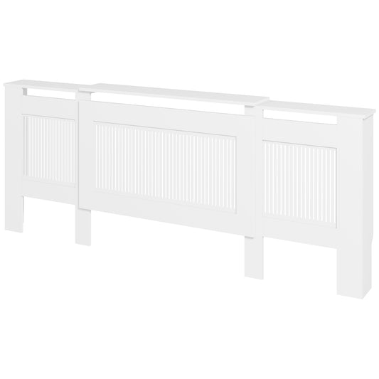 HOMCOM Heizkörperverkleidung, Lamellendesign, verstellbare Länge 125-201 cm, MDF, Weiß