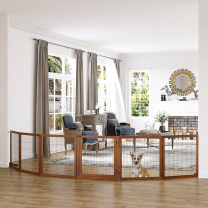 PawHut Absperrgitter für Hunde، klappbar، Kiefernholz، 432 × 36 × 70 سم، كافيه