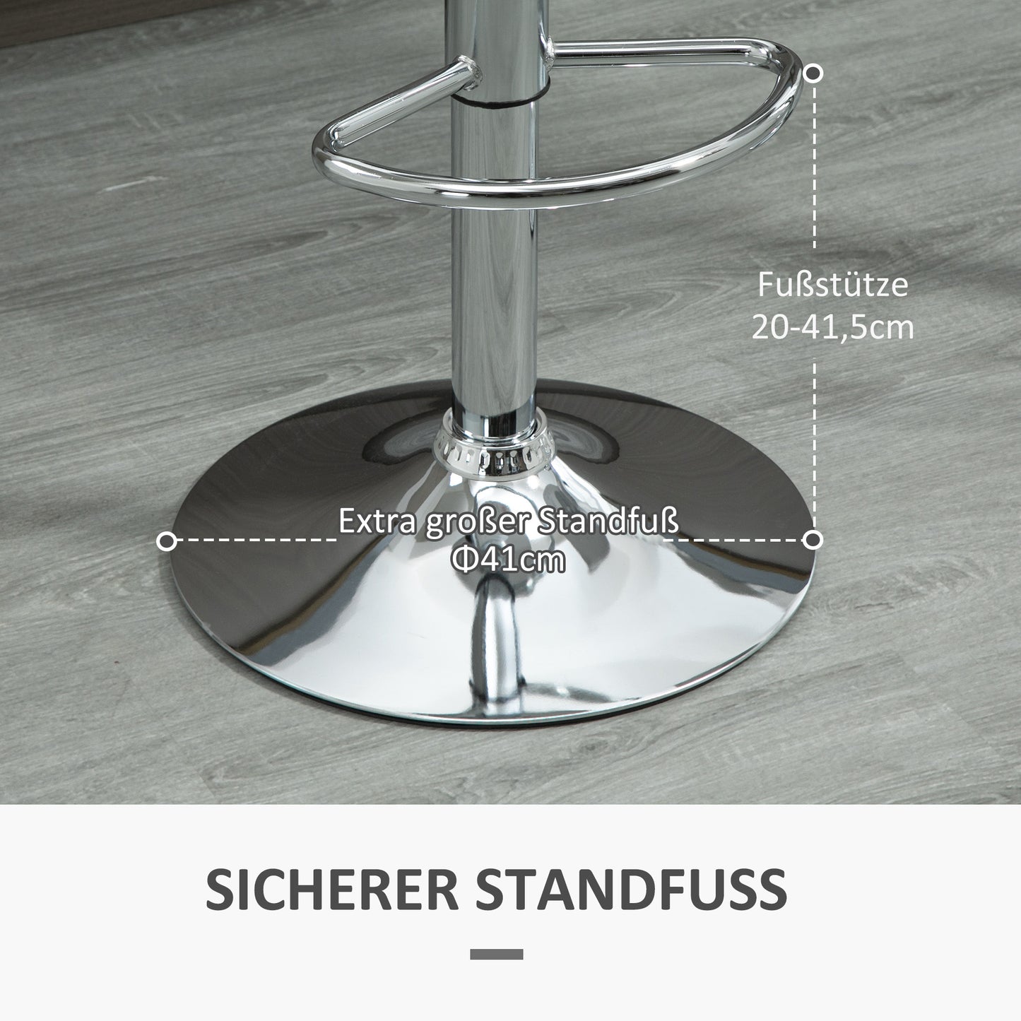 HOMCOM 2er-Set Barhocker, Barstühle, Drehstühle mit Lehne, höhenverstellbar, bis 120 kg belastbar, 38 x 42 x 82-104 cm, Weiß