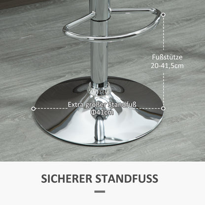 HOMCOM 2er-Set Barhocker, Barstühle, Drehstühle mit Lehne, höhenverstellbar, bis 120 kg belastbar, 38 x 42 x 82-104 cm, Weiß