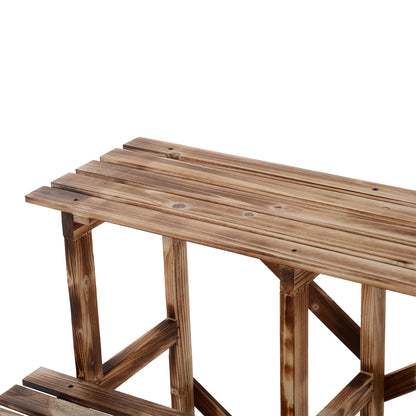 Outsunny Pflanzentreppe, Blumentreppe, Blumenregal, Pflanzregal, Blumenständer, 3 Stufen, Tannenholz, 80 x 80 x 78cm