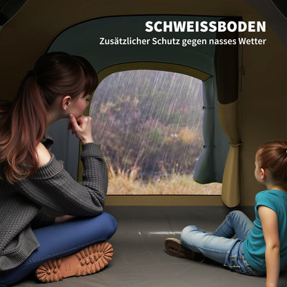 Outsunny Campingzelt für 4 Personen, wasserdicht Tunnelzelt mit 2 Türen Haken Packtasche 3,45 x 2,4 x 1,3 m Hellblau