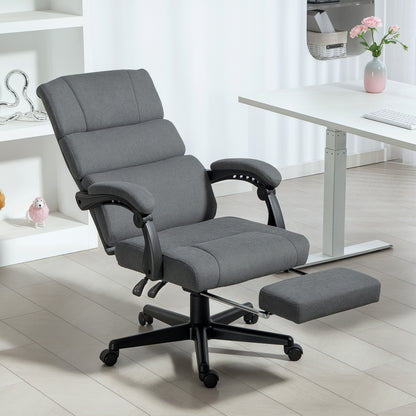 HOMCOM Gepolsterter Bürostuhl mit Samt-Optik, höhenverstellbar, rollbar, Grau