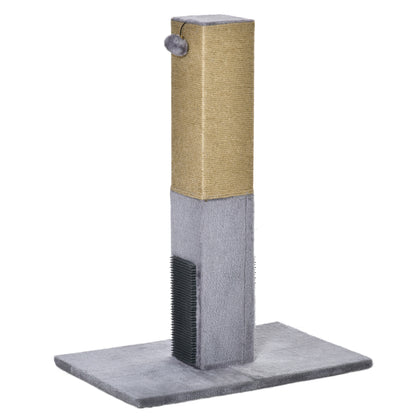 PawHut Kratzbaum für Katzen, Kratzsäule, 79 cm Katzenbaum mit Juteseil, inklusive Spielzeug, Plüsch, Grau