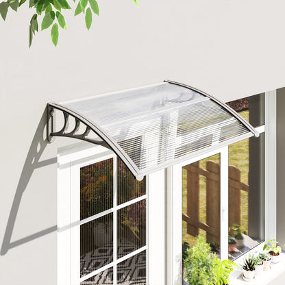 Outsunny Vordach, Haustürvordach, Überdachung für Eingänge und Fenster, 100L x 75B x 23H cm, Silber
