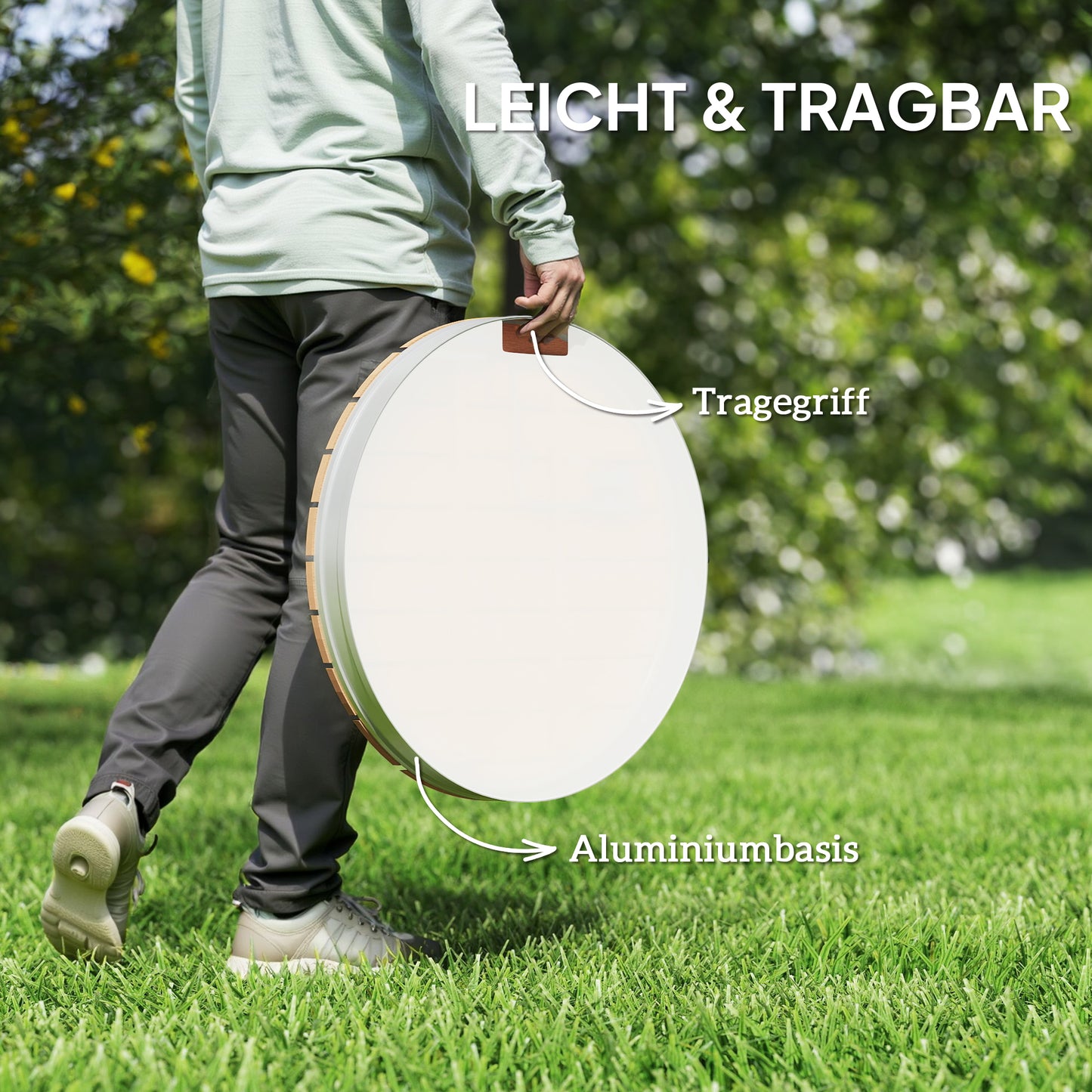 Outsunny Tragbares Außenduschen-Set mit anpassbarer Fontäne, Aluminiumbasis, UV- und Frost-resistent, Naturholzoptik