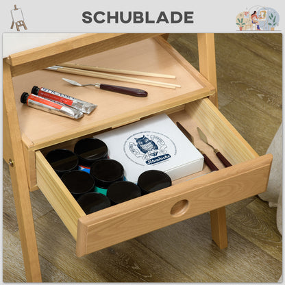 Vinsetto Staffelei, Künstlerstaffelei, Höhenverstellbar, 1Schublade, Natur + Schwarz