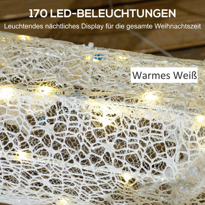 Outsunny LED-Weihnachtsdekoration, leuchtendes Rentier und Schlitten, 170 Lichter, 50 x 29 x 42 cm