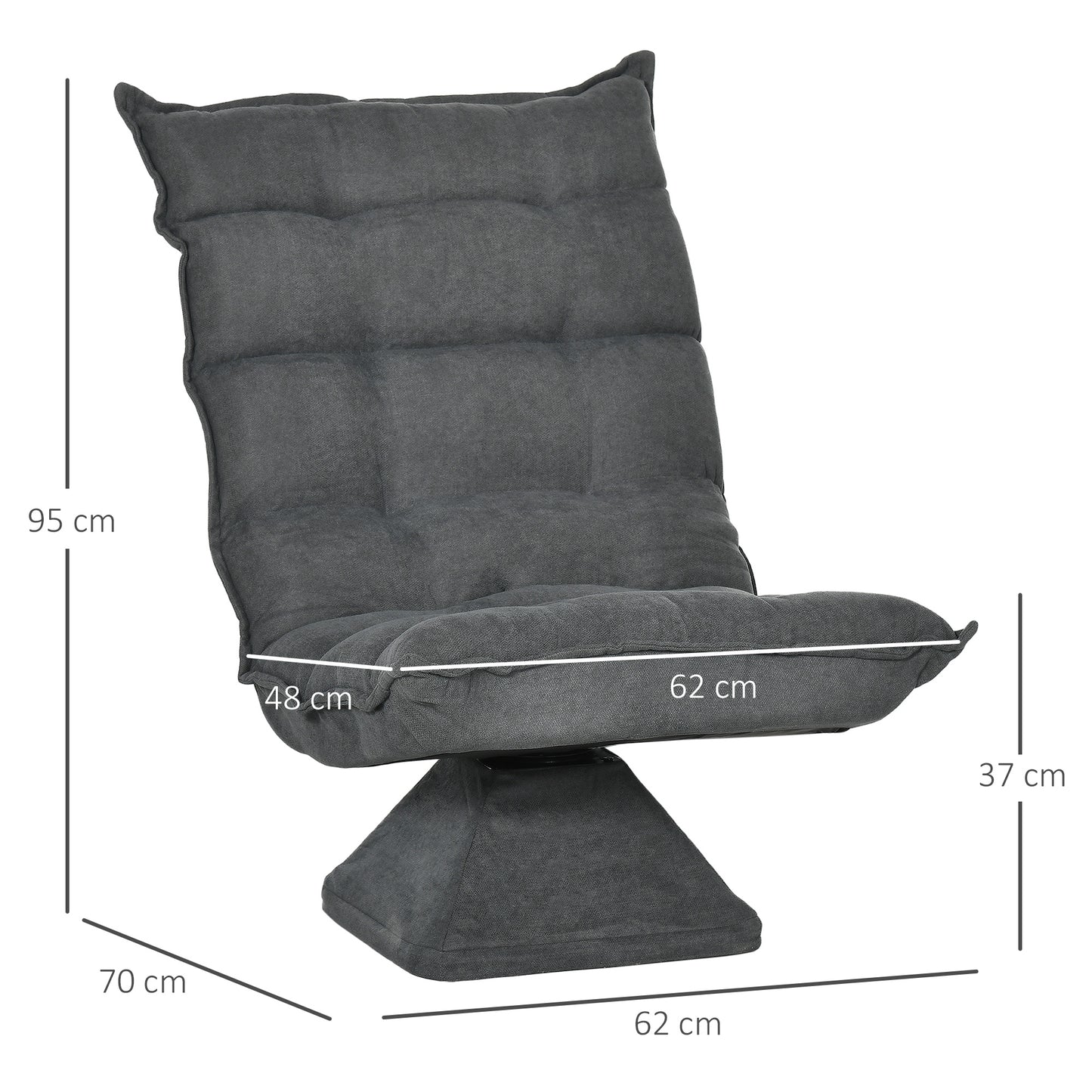 HOMCOM Relaxsessel Lesesessel, drehbar, Leinenoptik, 62 cm x 70 cm x 95 cm, Grau