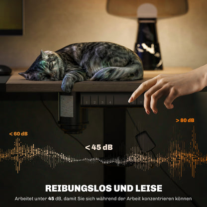 Vinsetto Höhenverstellbarer Schreibtisch Elektrisch 140 x 70 cm Computertisch mit 4 Memory-Steuerung, 4 tlg. Tischplatte, Steh-Sitz Tisch mit Anti-Kollision, Überhitzungsschutz Schwarz