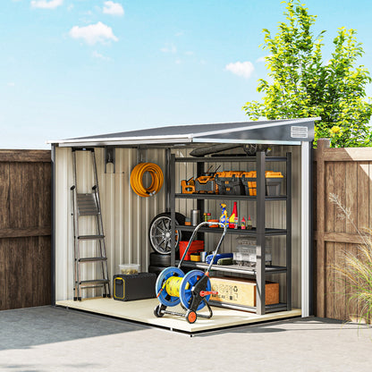 Outsunny Metall Gerätehaus 2,81m² 154x206,5x181 cm Geräteschuppen mit Pultdach Fundament