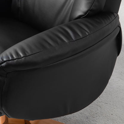 HOMCOM Relaxsessel mit Hocker, Liegefunktion, Kunstlederbezug, bis 150 kg, 71 x 84 x 102 cm, Schwarz