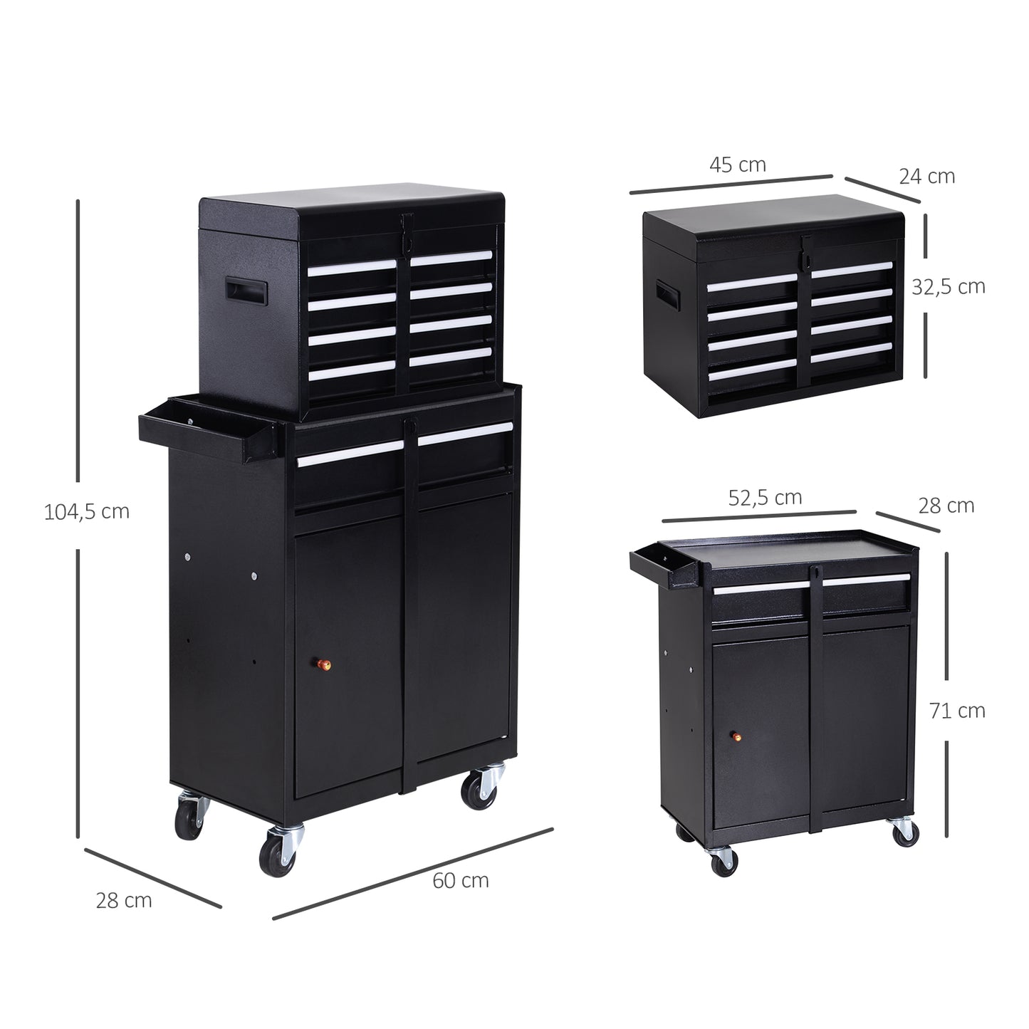 DURHAND Werkstattwagen Werkzeugschrank Werkzeugkasten mit 5 Schubladen 360°-Rollen Metall 60 x 28 x 104,5 سم