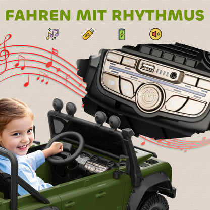 AIYAPLAY Kinder-Elektroauto, 12V Batterie-Betrieb, Fernbedienung, Musik-Funktion, Hupe, LED-Lichter, Grün