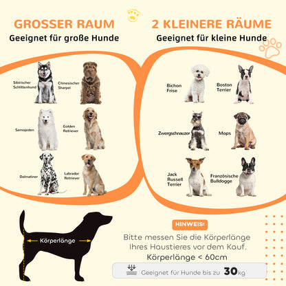 PawHut Hundekäfig mit 2 Türen, Hundebox, Transportbox für Hunde, rustikales Design, verriegelbar, Grau