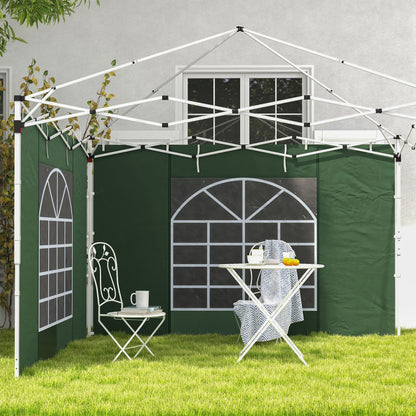 Outsunny Seitenwände für 3 x 3/ 3 x 6 m Pavillon, Seitenplanen mit Fenster, Tür, Ersatzwände für Partyzelt, Oxfordstoff, Grün