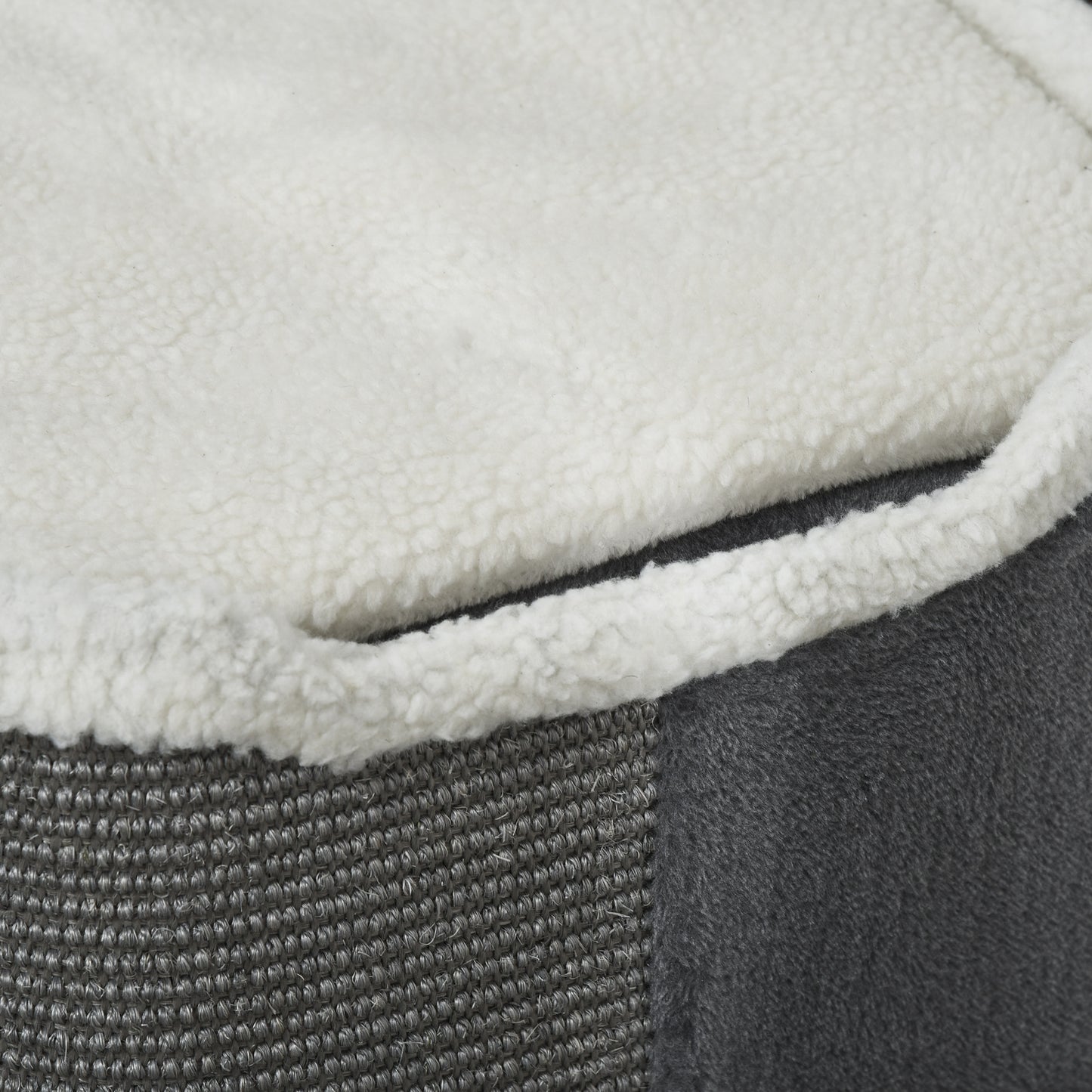 PawHut Kratztonne für Katzen Katzenkratzbaum 3 Ebenen Katzenbaum Kletterbaum für Katzen Katzenmöbel Spanplatte samtartiges Polyester Sisal Grau+Weiß 40 x 40 x 74 cm