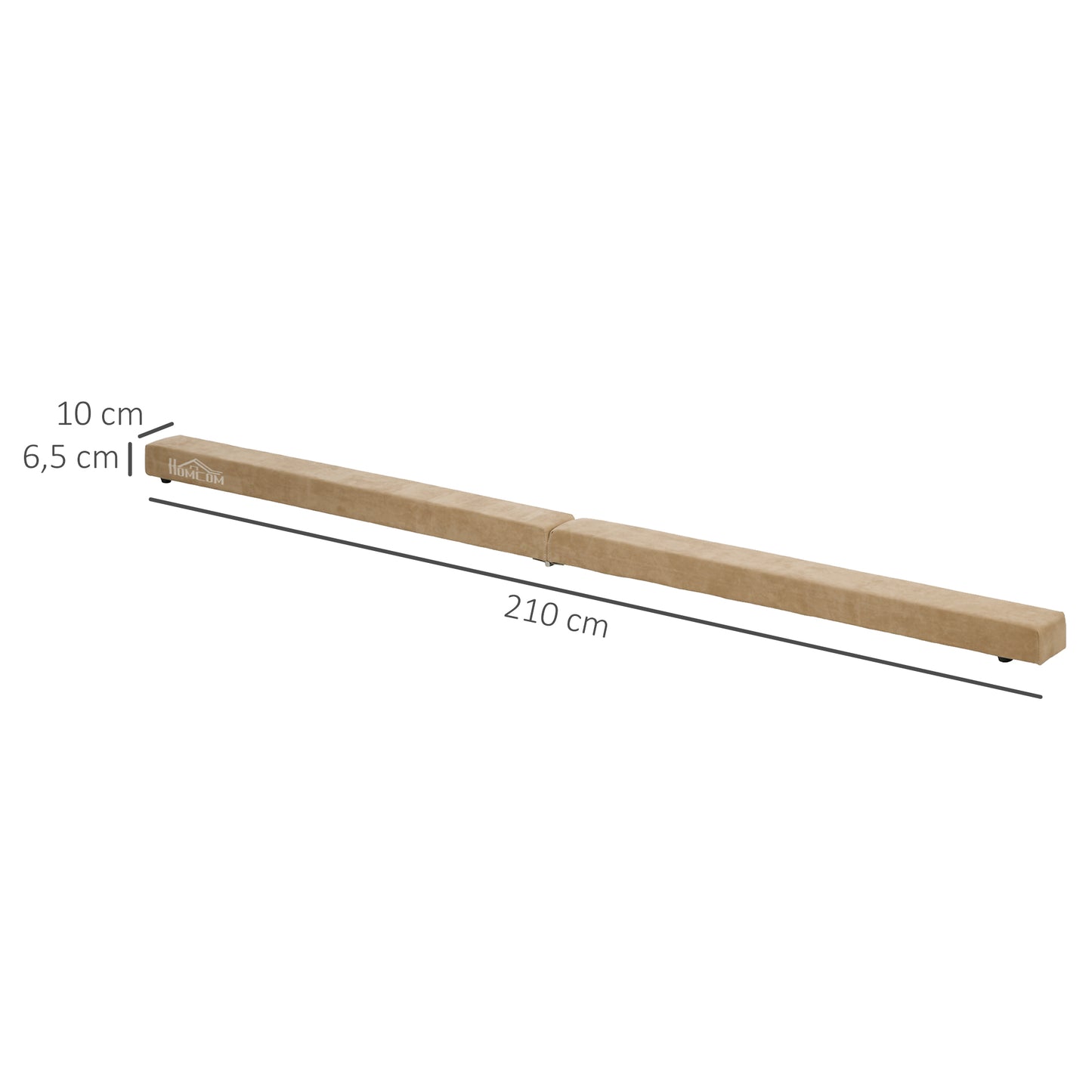 HOMCOM Faltbarer Schwebebalken, rutschfest, Wildlederbezug, robustes Holz, 210 x 10 x 6,5 cm, Braun