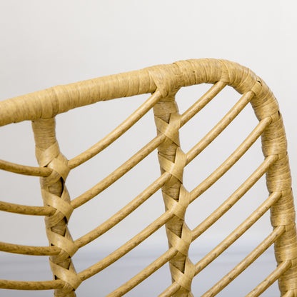 HOMCOM 2er-Set Esszimmerstühle im Boho-Stil, Akzentstuhl, PE-Rattan, 44 cm x 58 cm x 85 cm, Natur + Gelb
