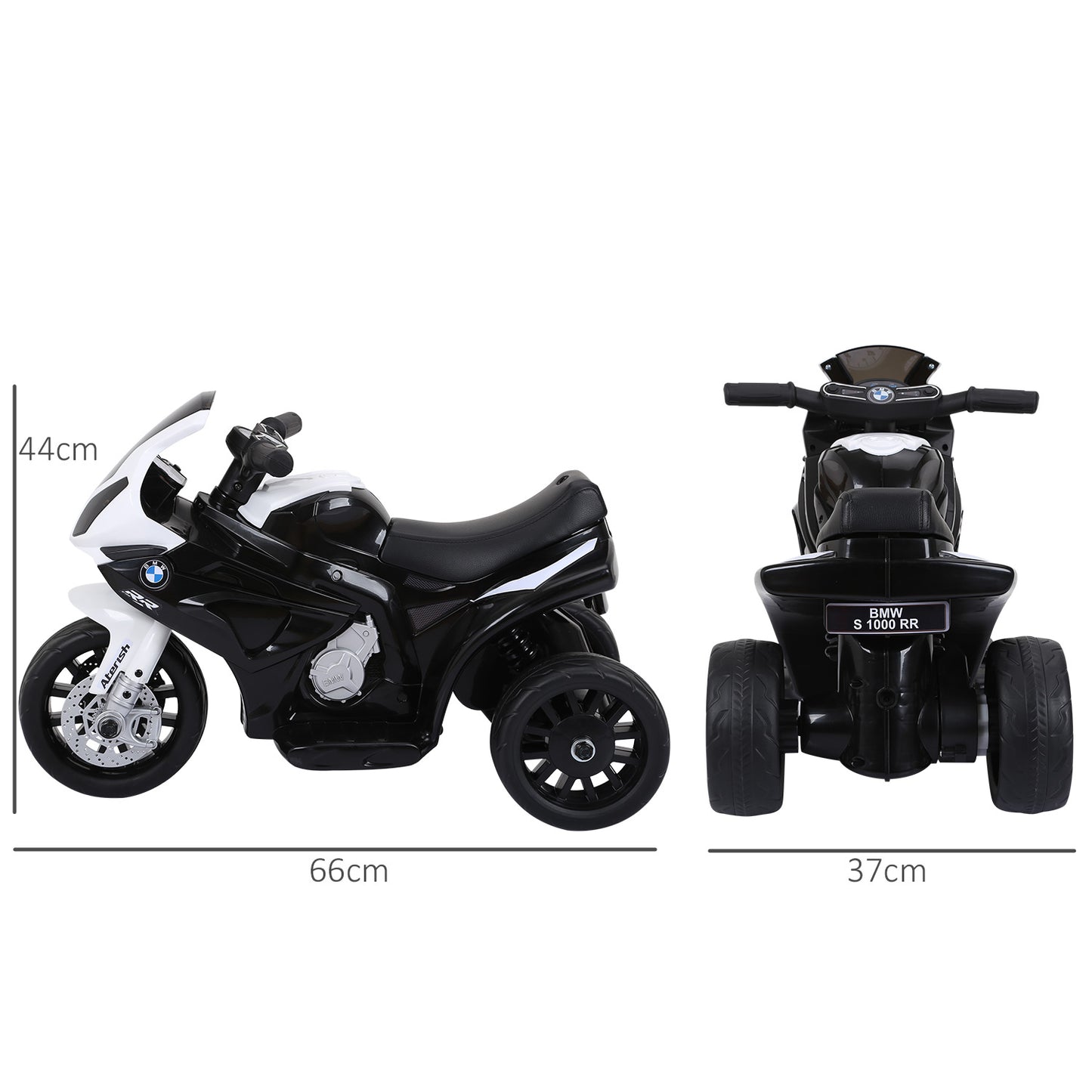 HOMCOM Elektro Kindermotorrad BMW S1000RR Elektromotorrad mit Musik, Scheinwerfer, Kinder Elektro Motorrad für Kinder von 18-36 Monaten Schwarz