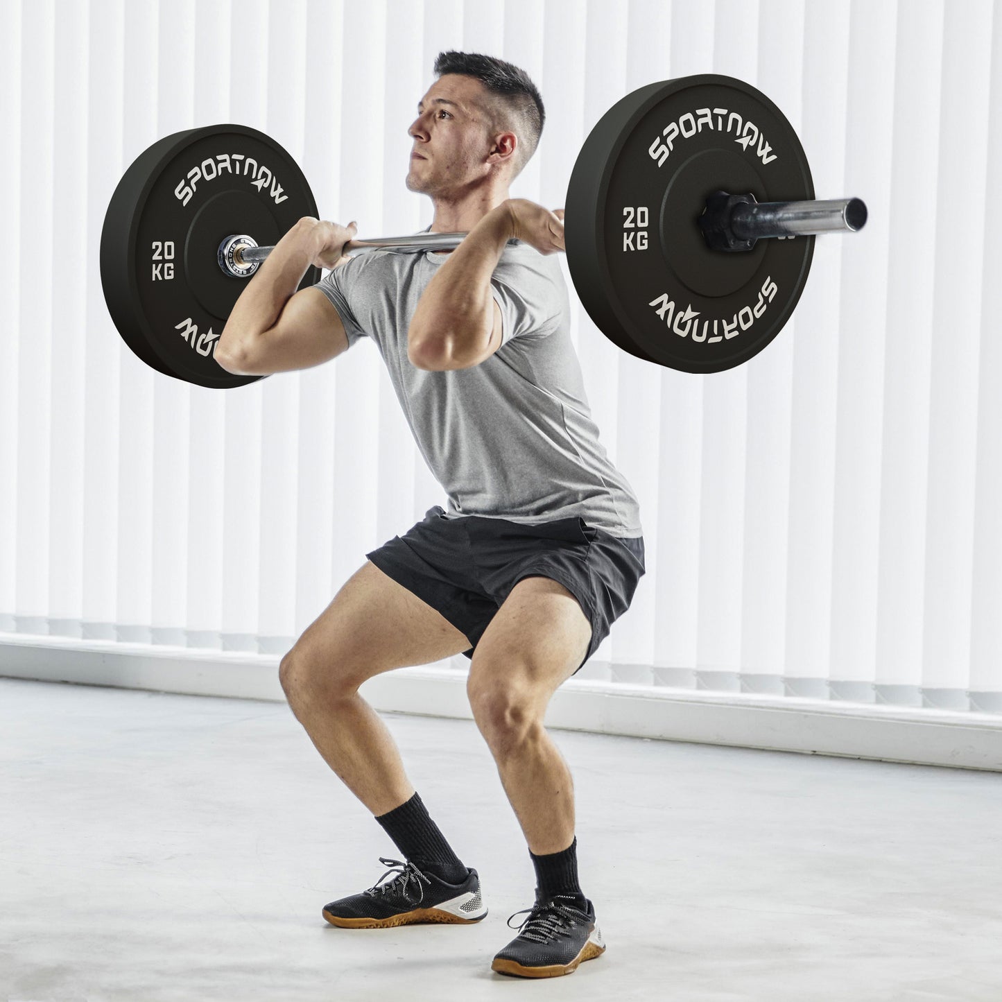 SPORTNOW Hantelscheiben-Set, 2 x 20 kg, olympischer Standard, Gummi, geräuscharm, Schwarz