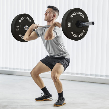 SPORTNOW Hantelscheiben-Set, 2 x 20 kg, olympischer Standard, Gummi, geräuscharm, Schwarz