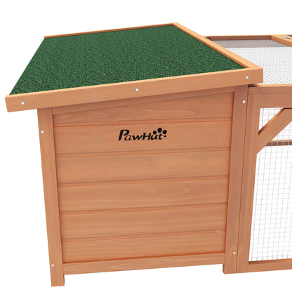 PawHut Kleintierstall mit Freigehege, herausnehmbare Bodenwanne, wetterbeständig, 125,5 cm x 100 c x 49 cm Grün + Natur