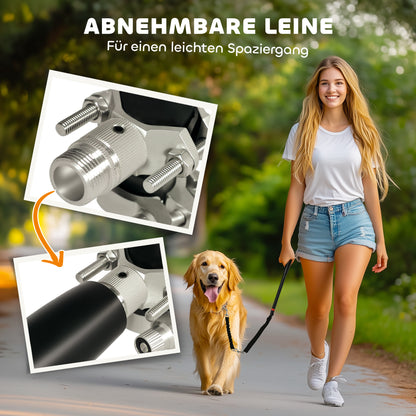 PawHut Hundeleine fürs Fahrrad, elastisches Seil, Stahlrohr, 124 cm, Schwarz