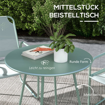 Outsunny 3-teiliges Gartenmöbelset، 2 Stühle mit atmungsaktivem Stoffbezug، 1 عداء Tisch Ø60 سم، Grün