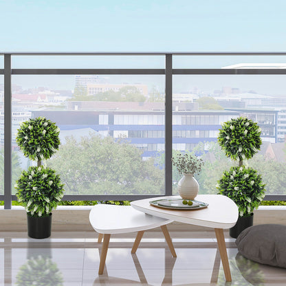 HOMCOM 2er-Set Künstliche Pflanzen, UV-beständige Kunstpflanze im Blumentopf, 70 cm Zimmerpflanze für Wohnzimmer, Garten