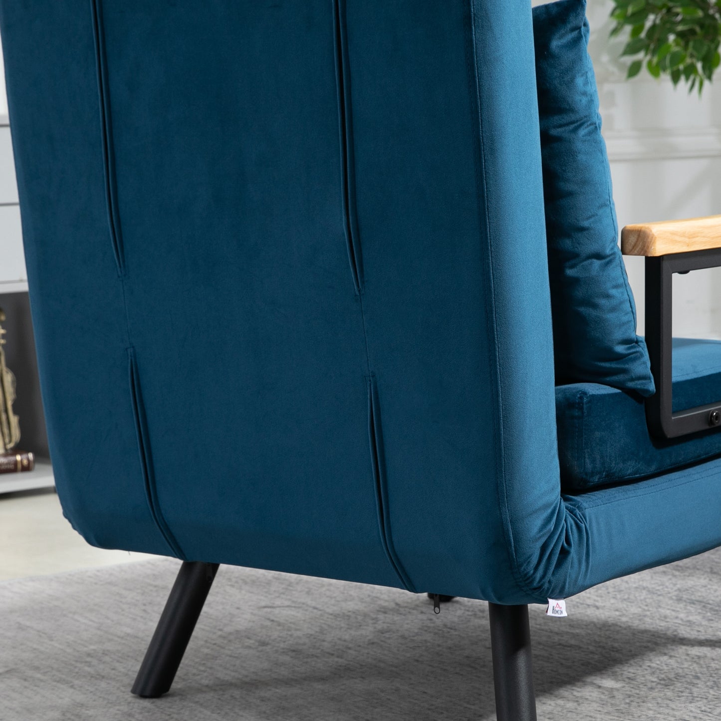 HOMCOM Relaxsessel im Skandidesign, Liegesessel, Lesesessel. ink. Kissen mit Knopfhefung, Schwarz + Natur