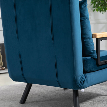 HOMCOM Relaxsessel im Skandidesign, Liegesessel, Lesesessel. ink. Kissen mit Knopfhefung, Schwarz + Natur