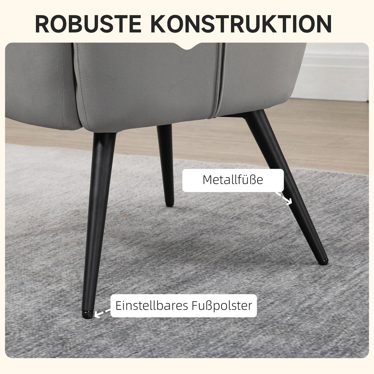 HOMCOM Relaxsessel mit Ottomane bis 120 kg Sessel mit Fußhocker, 2-teiliges Set, Grau
